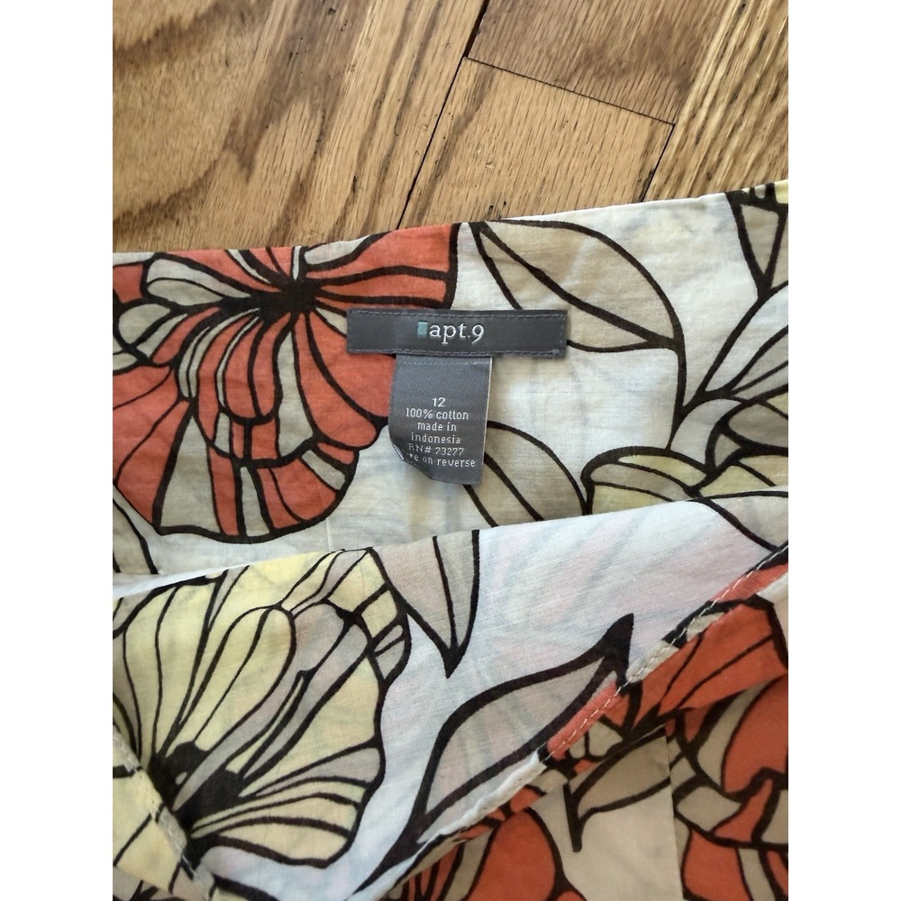 Apt 9 Women's Floral Skirt Size 12 Cotton A-Line Pleated Spring Summer - Picture 2 of 6